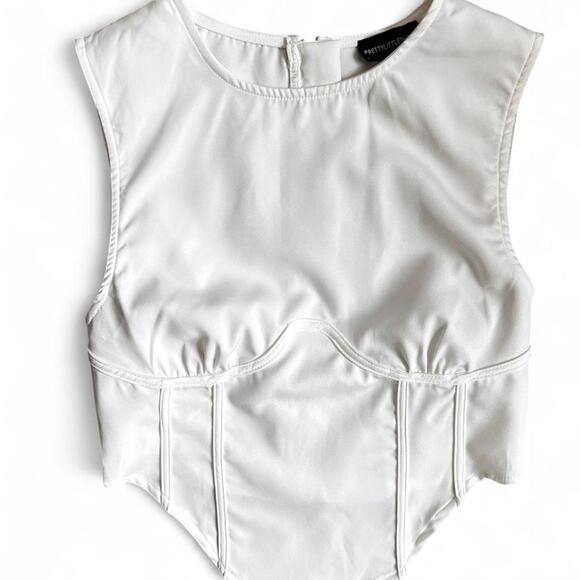 PrettyLittleThing Tops - White Corset Crop Top Structured Boning Bustier